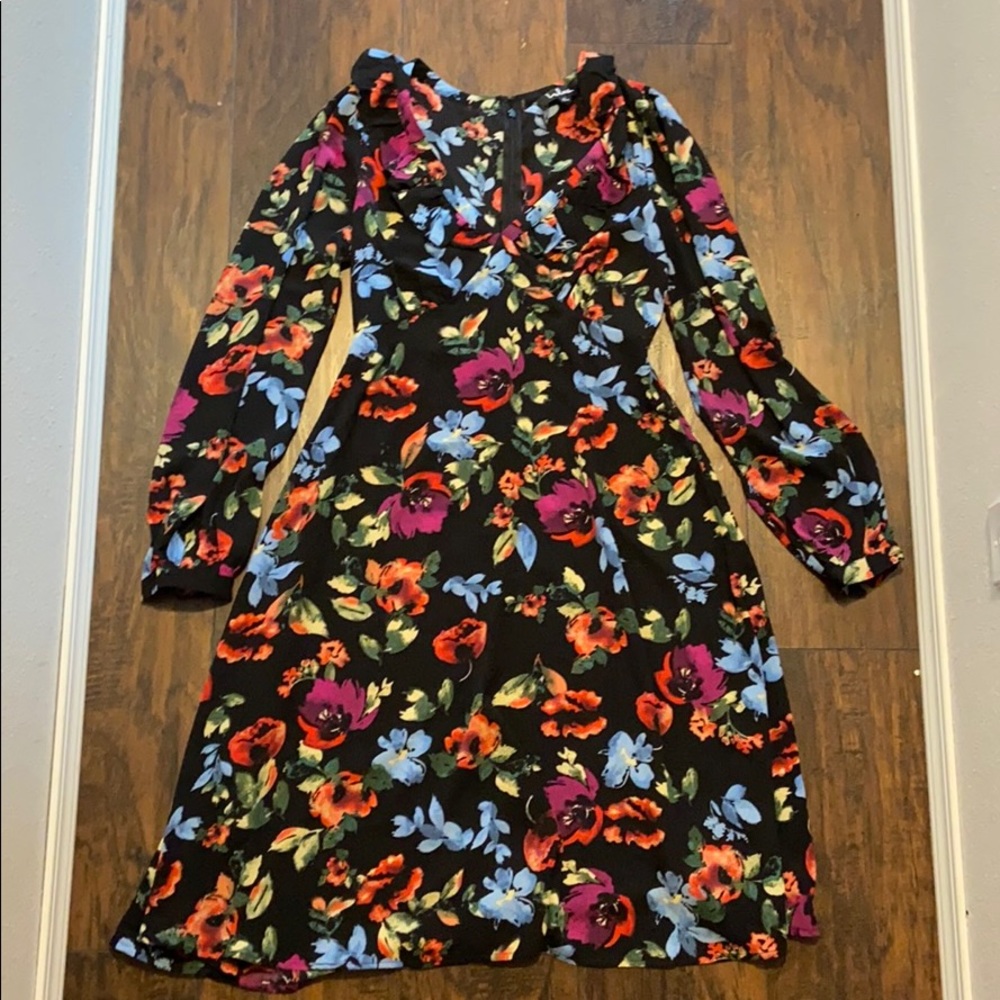 Floral Print V Neck Dress